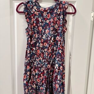 LOFT Floral Sleeveless Jumpsuit - Navy and Red